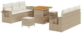 vidaXL Kerti Kanapé Szett párnával tárolóval 9 pcs bézs és krémszínű