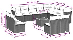 13 részes fekete polyrattan kerti ülőgarnitúra párnákkal