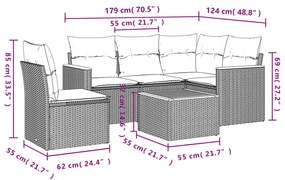 6 részes szürke polyrattan kerti ülőgarnitúra párnákkal