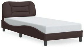 sötétbarna szövet ágykeret LED-ekkel matrac nélkül 80x200 cm