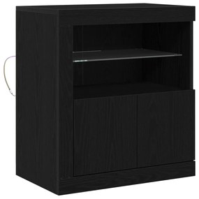LED világítással ellátott komód Fekete Tölgy 60,5x37x67 cm