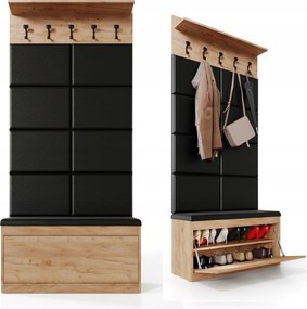 Emi előszoba bútor szett cipősszekrény akasztó polc panelek tölgy