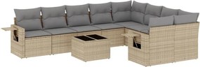 vidaXL 10 részes bézs polyrattan kerti ülőgarnitúra párnával