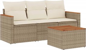 vidaXL 4 részes bézs polyrattan kerti ülőgarnitúra párnákkal