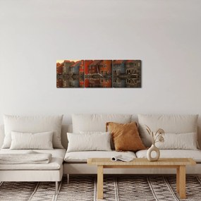 Színes házak képe (órával) (90x30 cm)