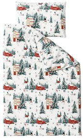 SNOWY HOUSES fehér pamut ágyneműhuzat Ágyneműhuzat mérete: 70 x 90 cm | 140 x 220 cm