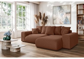 Téglavörös kinyitható tárolóhelyes sarokkanapé (variálható sarok) Luma – Ropez