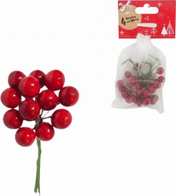 Karácsonyi dekoráció dróton BERRIES 9 cm, piros