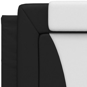 fekete és fehér műbőr ágykeret Viana matrac nélkül 80 x 200 cm