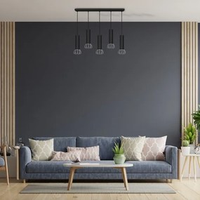 Csillár zsinóron DANTE 5xGU10/25W/230V fekete/fényes króm