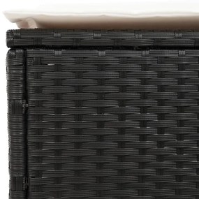 fekete polyrattan napozóágy asztallal és párnával