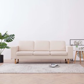 vidaXL 3-személyes krémszínű szövetkanapé