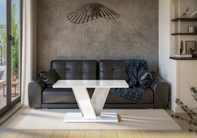 Dohányzóasztal Venag (fényes fehér + kő). 1055266
