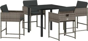 vidaXL Kert étkező szett 5 pcs Szürke polirattan