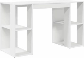 vidaXL Asztal polcokkal tárolóval Fehér 130 x 50.5 x 75 cm Faanyag