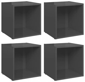 4 db magasfényű szürke szerelt fa TV-szekrény 37 x 35 x 37 cm