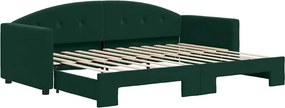 vidaXL sötétzöld kihúzható bársony heverő 80 x 200 cm
