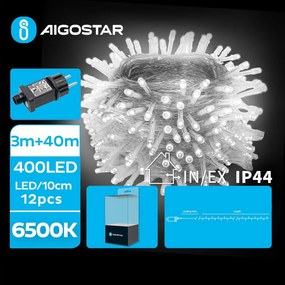 Aigostar - LED kültéri karácsonyi fényfüzér 400xLED/8 funkció 43m IP44 hideg fehér