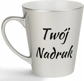 Ezüst Latte bögre saját fényképpel Név Felirattal Logo Foto Varázsló