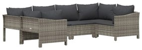 6 részes szürke polyrattan kerti ülőgarnitúra párnákkal