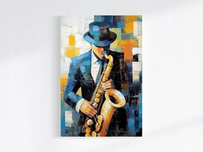 Vászonkép Canvas Kubizmus Olaj Portré Zenész Jazz Szaxofon 80x120