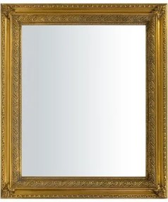 Négyszögletű arany fali tükör barokk mintával, 9cm rámával, 65x75x4cm