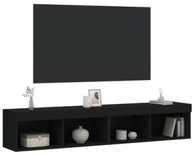 2 db fekete TV-szekrény LED-világítással 80x30x30 cm