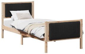 Ágykeret fejtámlával Barna és fekete 80 x 200 cm Tömör fenyőfa