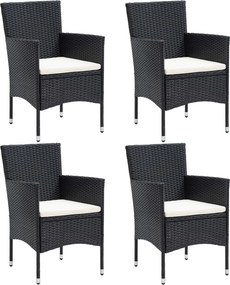 vidaXL 4 db fekete polyrattan kerti étkezőszék
