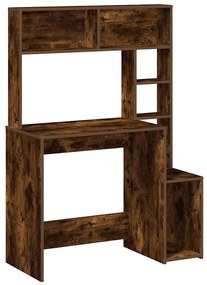 vidaXL füstös tölgy szerelt fa íróasztal polcokkal 100x45x140 cm