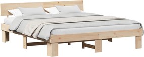 vidaXL Ágykeret fejtámlával Barna 200 x 200 cm Tömör fenyőfa