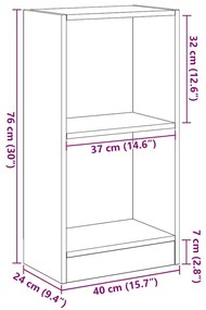 fekete tölgy szerelt fa könyvespolc 40x24x76 cm