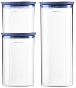 STEFANPLAST 3 darabos Tosca kerek tégely készlet, átlátszó/kék