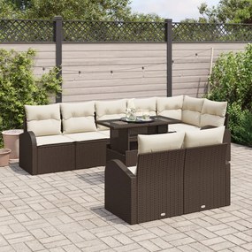 Kerti Kanapé Szett tárolóval 9 pcs Barna Poli rattan