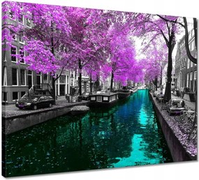 Vászonkép 50x40 Folyó Amszterdamban