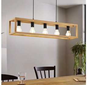 Eglo 32143 - BLACKCROWN kábeles függeszték, 5xE27/40W/230V, barna