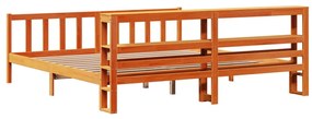 viaszbarna tömör fenyőfa ágykeret fejtámlával 200 x 200 cm