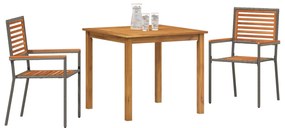 3 részes kerti étkezőszett Szürke Polyrattan Akác