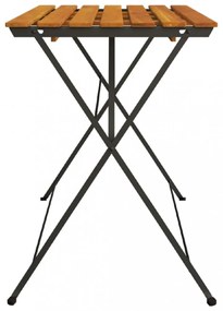 tömör akácfa és acél összecsukható bisztróasztal 100x54x71 cm