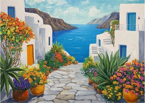 Üveg kép - Görög sikátor (70x50 cm)