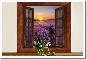 Poszterek keretben 60x40 Ablak levendula kilátással