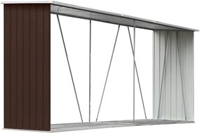 vidaXL barna horganyzott acél kerti tűzifatároló 330 x 84 x 152 cm