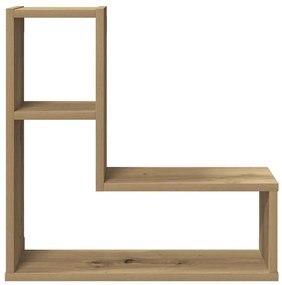 2 db kézműves tölgyszínű szerelt fa fali kockapolc 50x15x50 cm