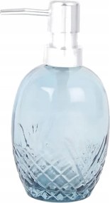 Üveg Díszített Szappanadagoló Konyhai Fürdőszoba 370ml Pumpás Ezüst Blu