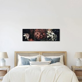 Kép - sötét virágok (órával) (90x30 cm)