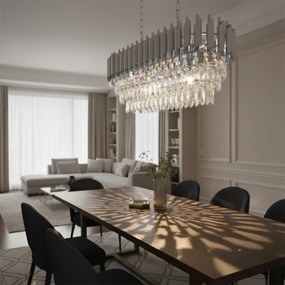 Brilagi - Láncos csillár ECLIPSE 10xE14/10W/230V 78x28 cm ezüstszínű