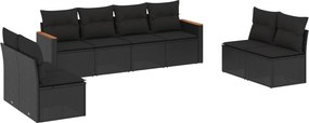 vidaXL 8 részes fekete polyrattan kerti ülőgarnitúra párnákkal