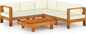 vidaXL 6 részes akácfa kerti pihenőgarnitúra párnákkal 100 x 60 cm