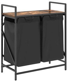 füstölt tölgy mosodai kosár 2 rekeszes polccal