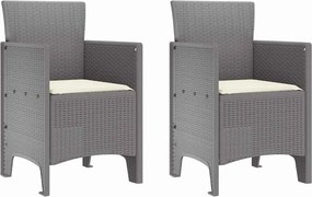 vidaXL Kerti Szék 2 pcs Világosszürke 53 x 49 x 85 cm Polipropilén